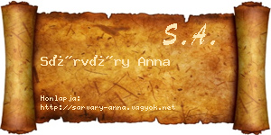 Sárváry Anna névjegykártya
